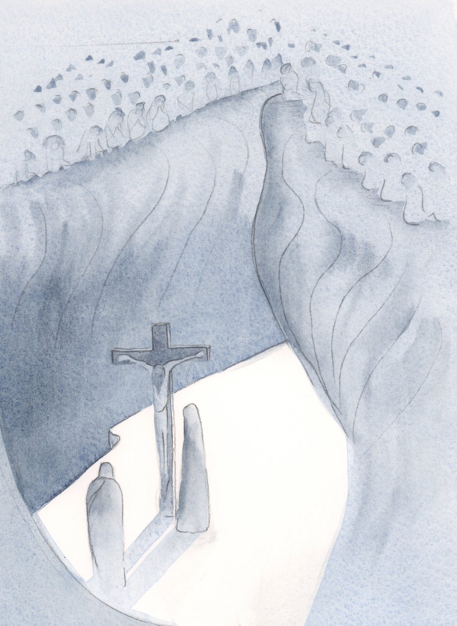 Chrystus udowodnił swoją pokorę w słabości i słabości, którą przyjął, gdy cierpiał za grzechy wszystkich pokoleń., 2001 (w/c na papierze) autorstwa Elizabeth Wang