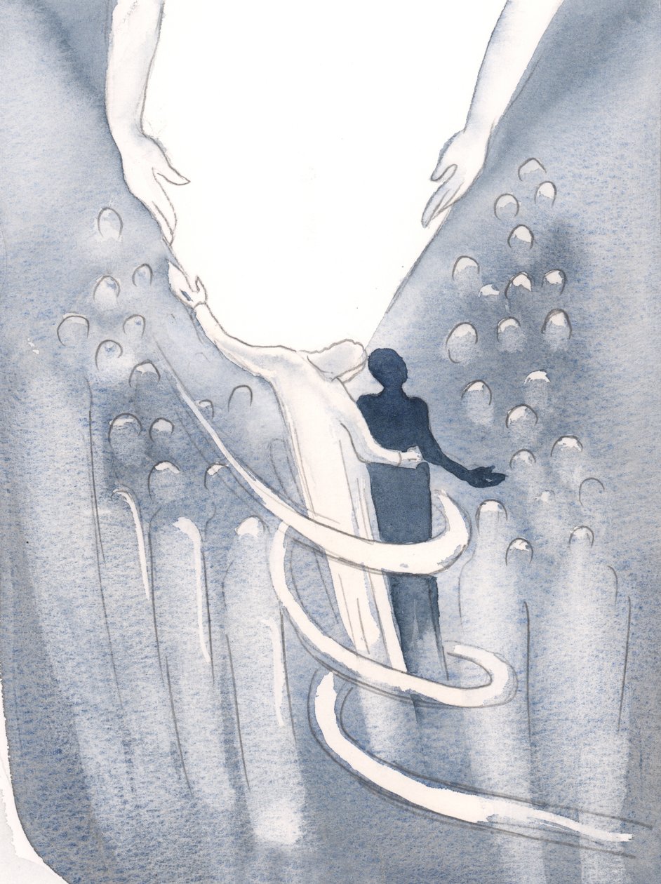 Chrystus uspokoił mnie, owinął moją duszę miłością i poprowadził do światła, 2000 (w/c na papierze) autorstwa Elizabeth Wang