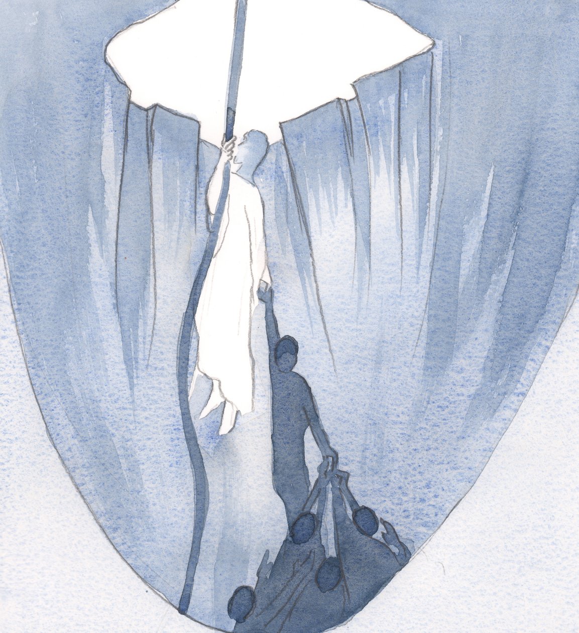 Chrystus pokazał mi, że kiedy ja trzymam się Go, inni trzymają się mnie. Ile osób polega na mnie, tak jak ja na Nim!, 2001 (w/c na papierze) autorstwa Elizabeth Wang