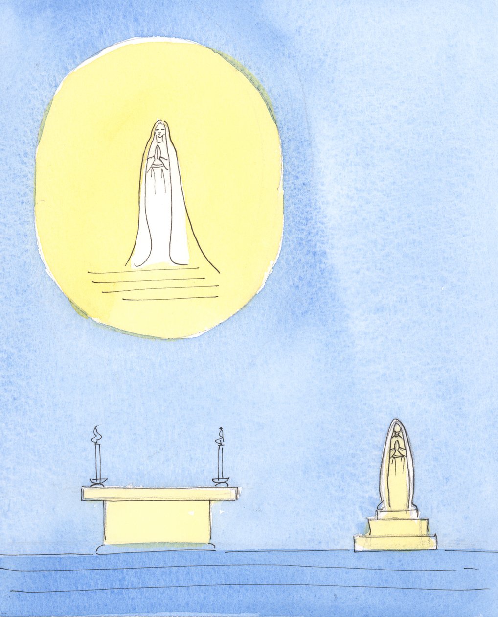 Najświętsza Maryja Panna Chrystusa zasłużyła na cześć, 2004 (w/c na papierze) autorstwa Elizabeth Wang