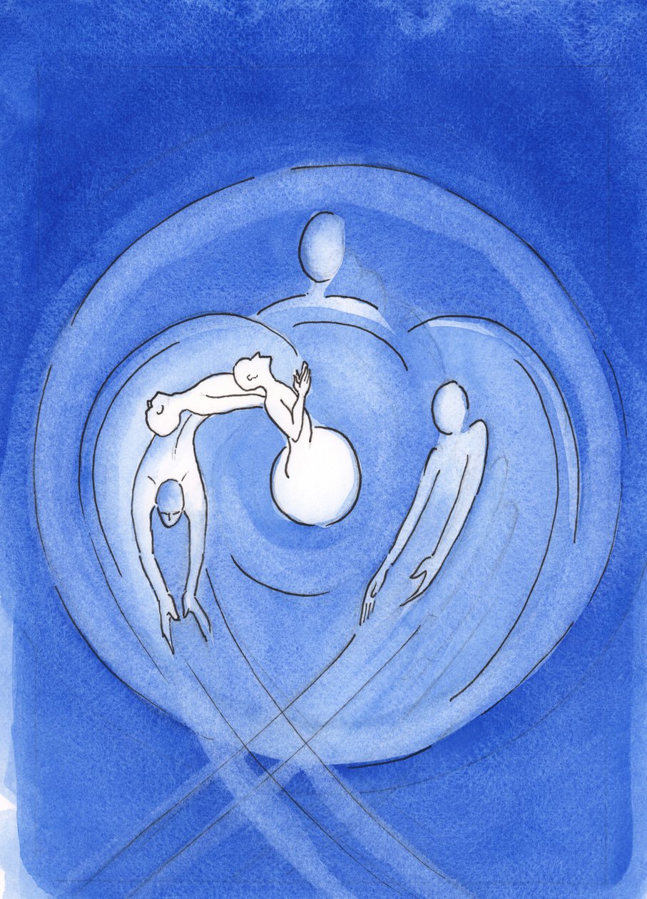 Od wieczności Syn Boży, który narodził się z Maryi, wypływa z rozpalonej do białości miłości Ojca w mocy Ducha Świętego, 2002 (w/c na papierze) autorstwa Elizabeth Wang