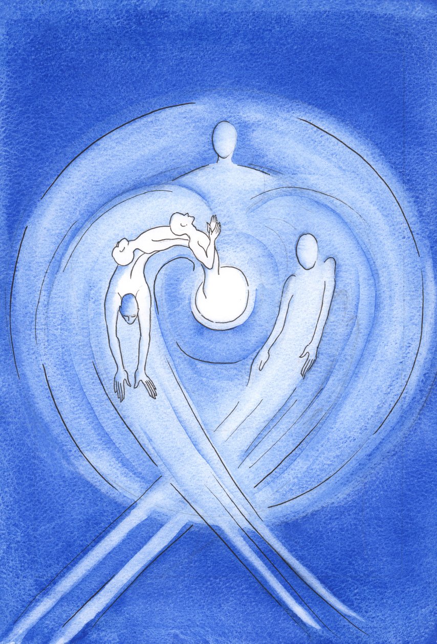 Od wieczności Syn Boży, który narodził się z Maryi, wypływa z rozpalonej do białości miłości Ojca w mocy Ducha Świętego, 2002 (w/c na papierze) autorstwa Elizabeth Wang