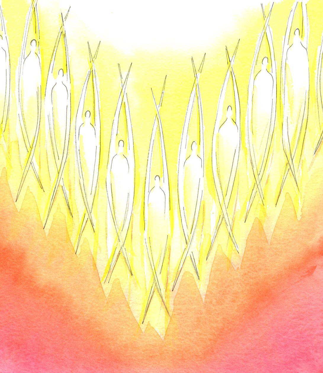 Bóg stworzył Świętych Aniołów, 2001 (w/c na papierze) autorstwa Elizabeth Wang