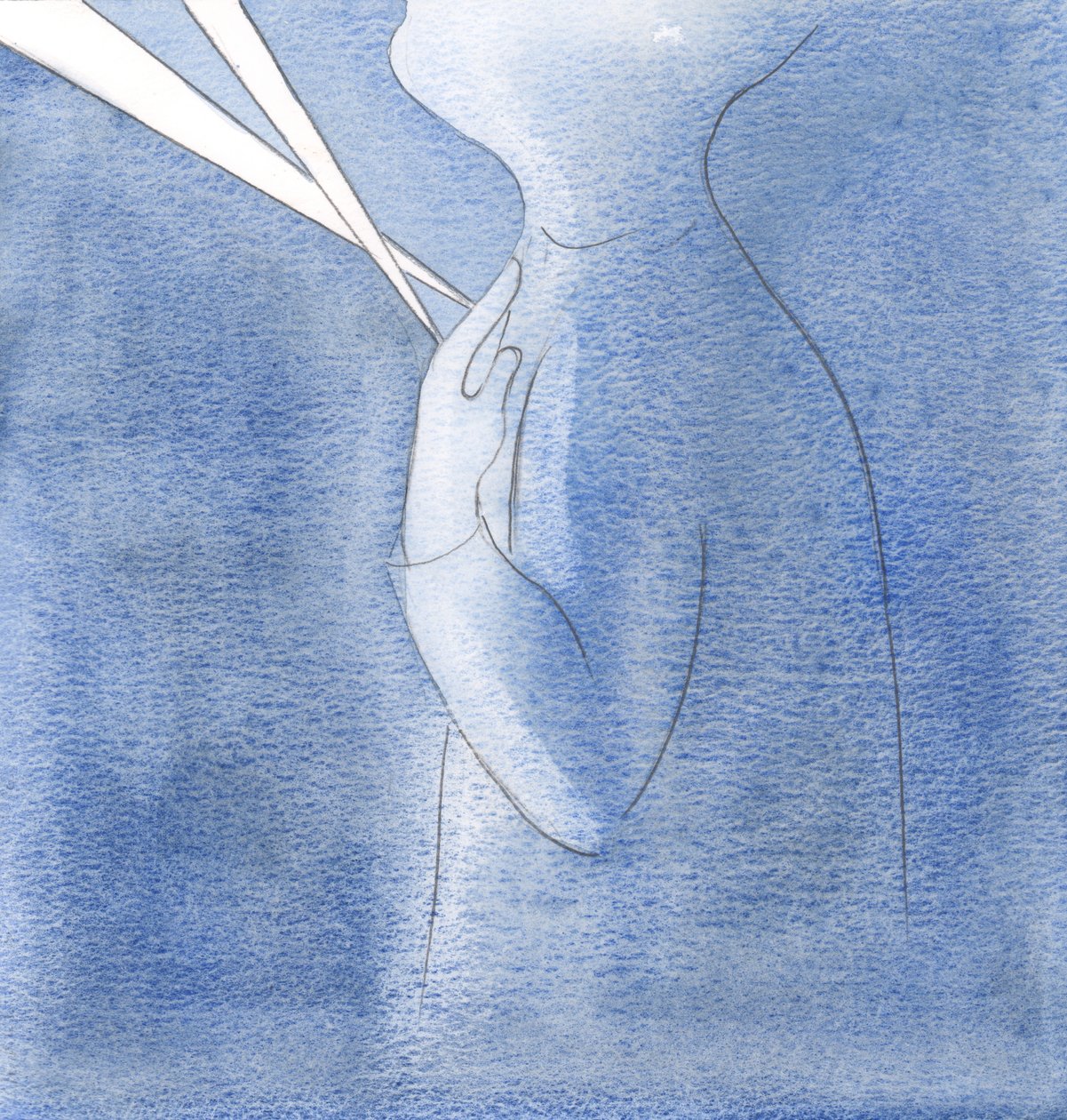 Bóg Ojciec „ochładza” palący ból Dwóch Włóczni (które są wstydem i strachem), które powstrzymują moją dumę, 2000 (w/c na papierze) autorstwa Elizabeth Wang