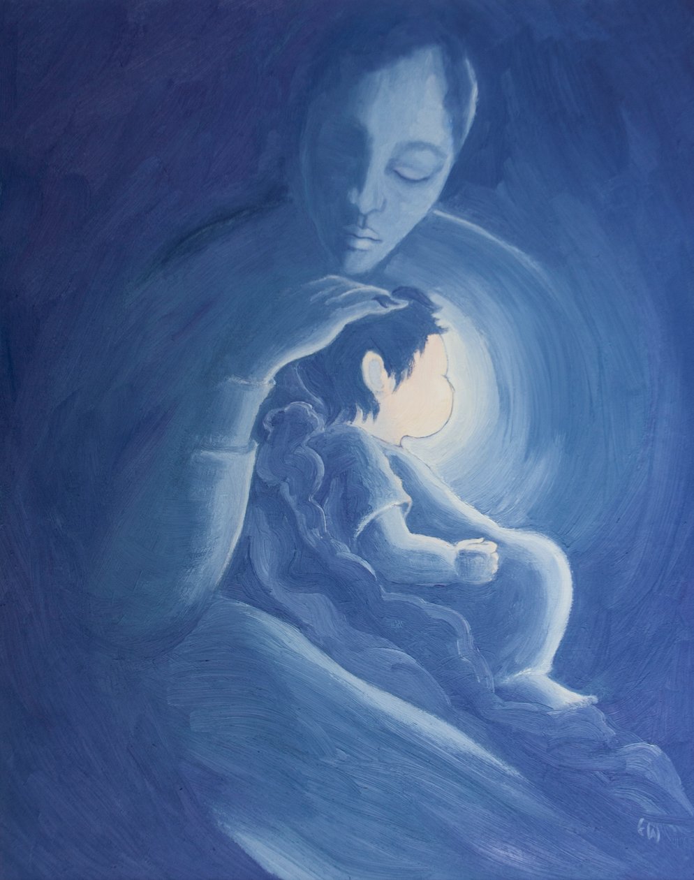 Bóg Ojciec kocha nas jak swoje dzieci czułą i niezawodną miłością, 2002 (olej na pokładzie) autorstwa Elizabeth Wang
