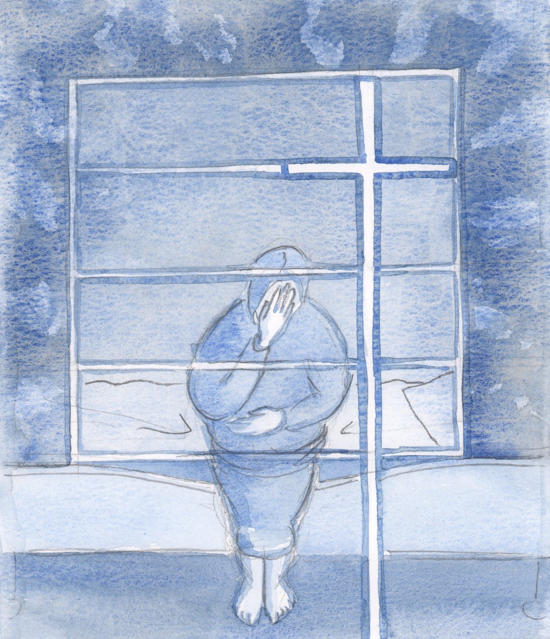 Bóg otula nas słodyczą i mocą Swojej łaski przez Święty Znak Krzyża, 2000 (w/c na papierze) autorstwa Elizabeth Wang
