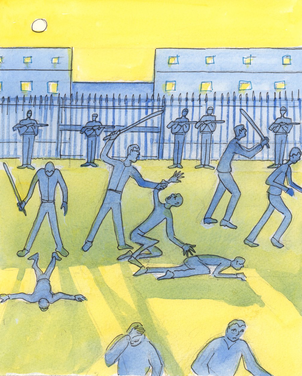 Rządy obrażają Boga, gdy nie chronią i nie pomagają swoim ludziom, 2004 (w/c na papierze) autorstwa Elizabeth Wang
