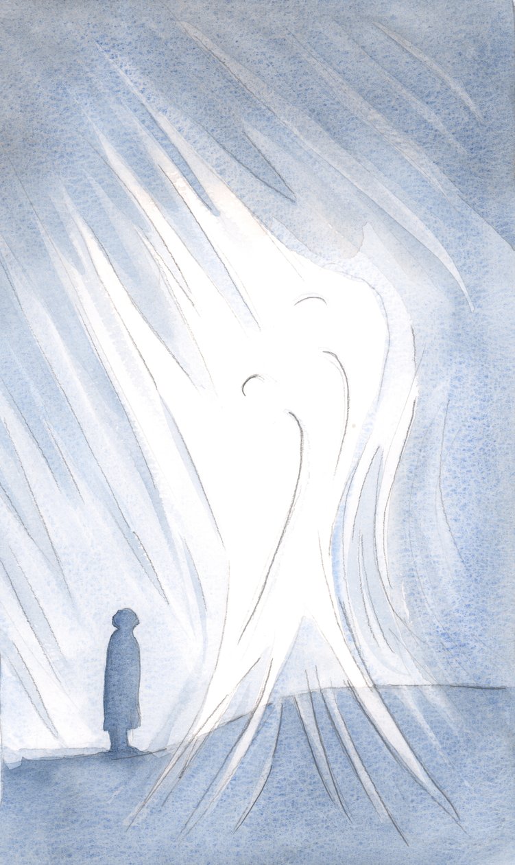 Święci Aniołowie strzegą nas, czcząc nas obok każdego, kto promienieje Obecnością Chrystusa, 2000 (w/c na papierze) autorstwa Elizabeth Wang