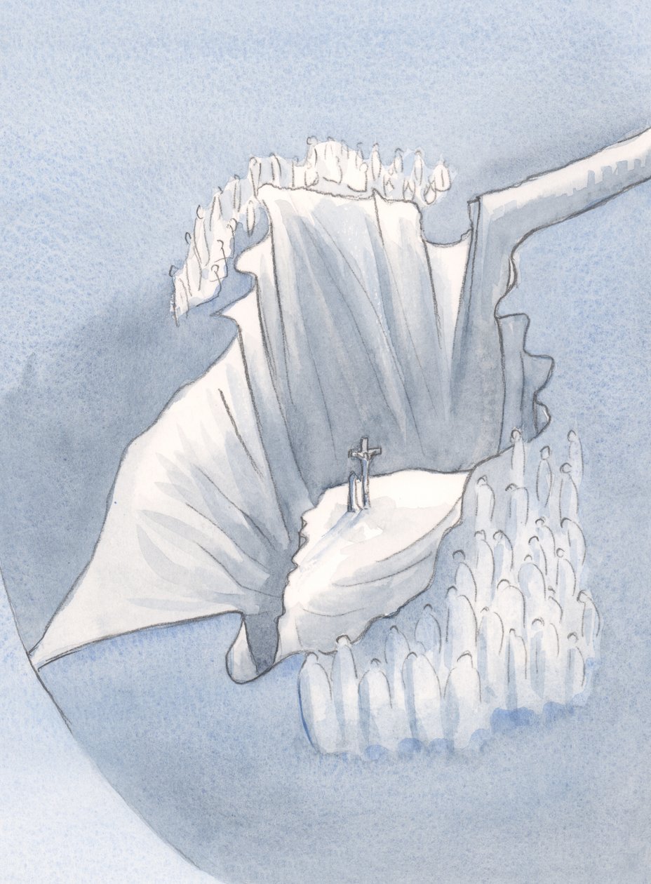Widziałem, objawił, Jedyną Ofiarę złożoną dla wszystkich pokoleń, 2001 (w/c na papierze) autorstwa Elizabeth Wang