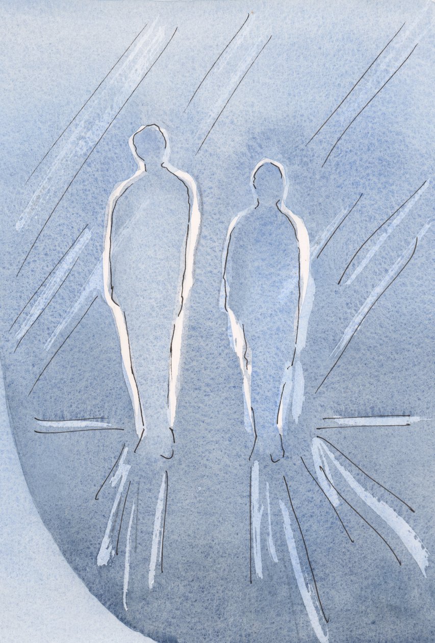 Widziałam ich teraz oczyszczonych, teraz prawdziwie świętych w chwale., 2000 (w/c na papierze) autorstwa Elizabeth Wang