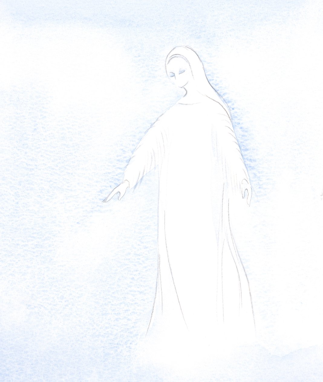 Dostałem przebłysk godności naszej Świętej Matki Maryi i chwały, którą otrzymuje w Niebie., 2001 (w/c na papierze) autorstwa Elizabeth Wang