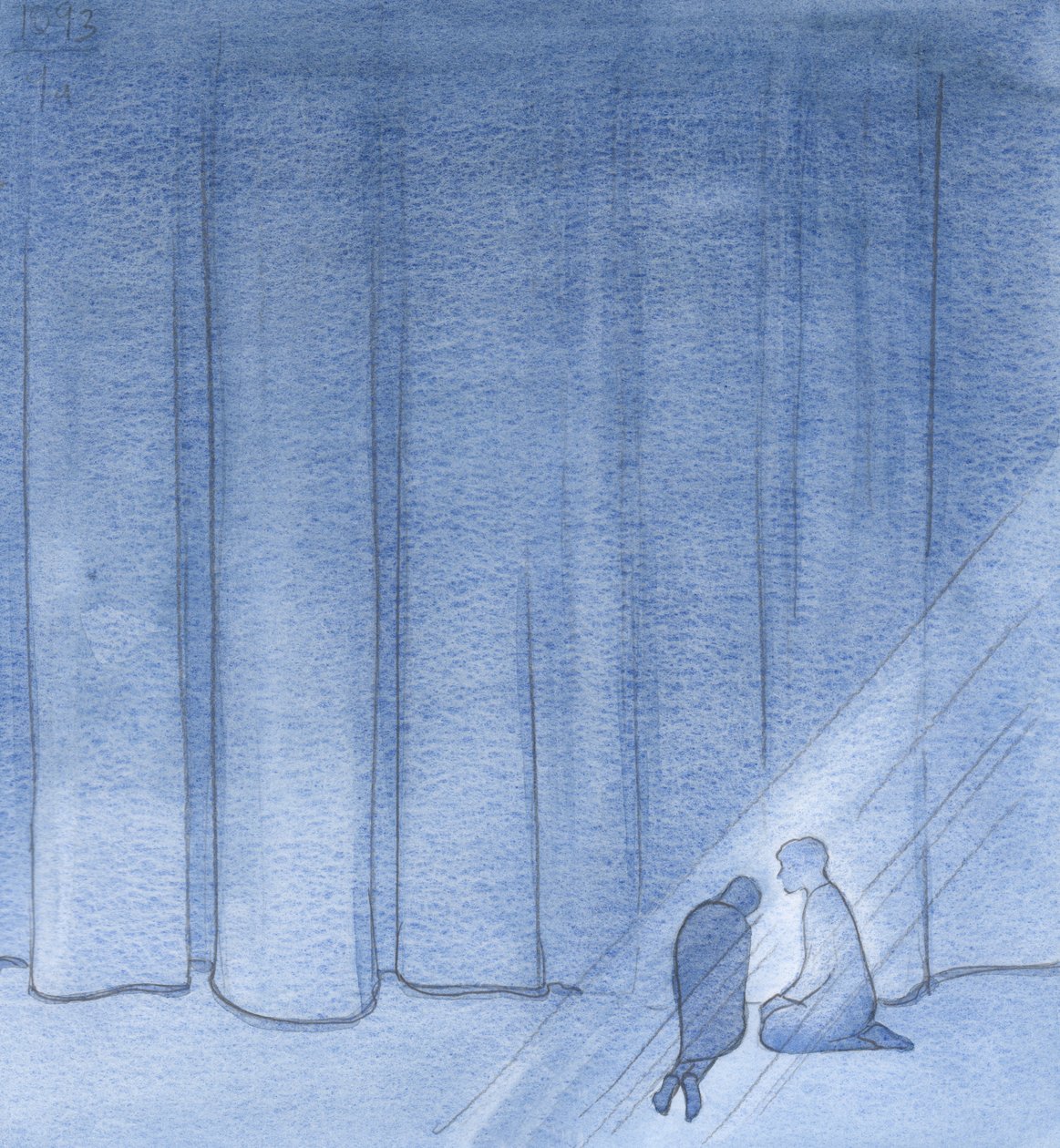 Pomogło mi i uspokoiło, tam w ciemności, ciche towarzystwo Chrystusa po tej stronie zasłony., 2001 (w/c na papierze) autorstwa Elizabeth Wang