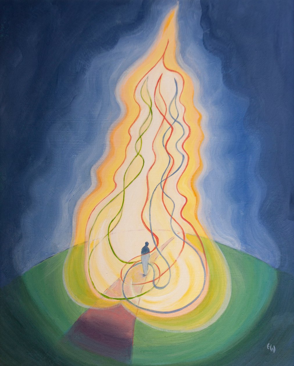 Jeśli nasza wola jest zgodna z wolą Bożą, to jesteśmy otoczeni Jego trynitarną miłością, 2001 (olej na pokładzie) autorstwa Elizabeth Wang