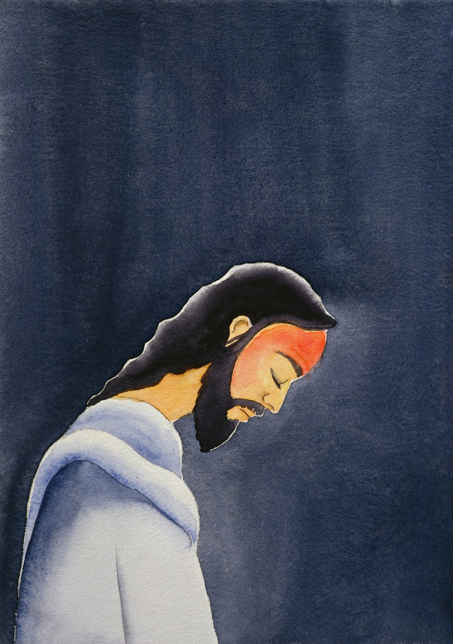W agonii Jezus modli się w Getsemani do Ojca, 2006 (w/c na papierze) autorstwa Elizabeth Wang