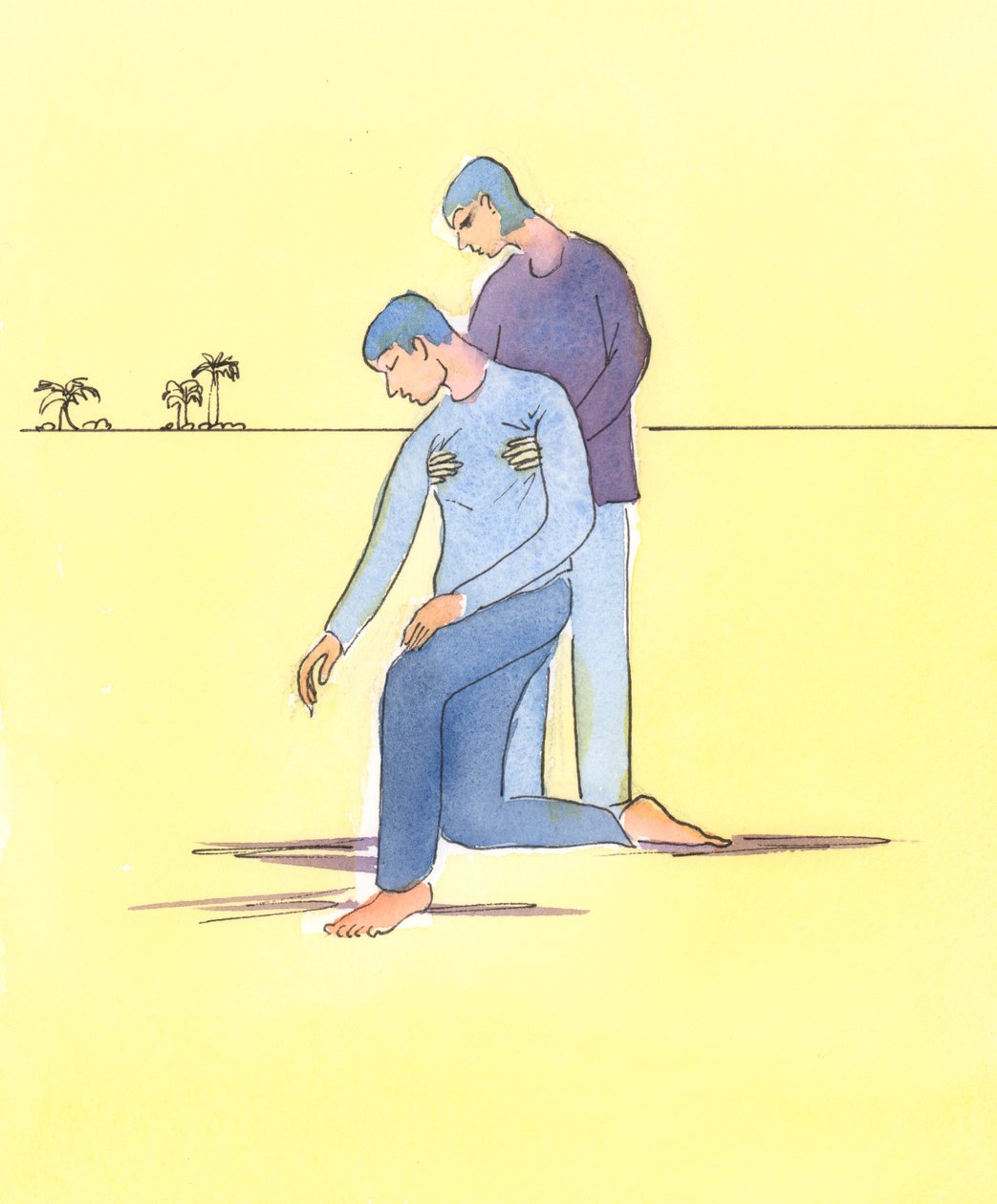 Nie zawsze wystarczy modlić się za kogoś w tarapatach, 2004 (w/c na papierze) autorstwa Elizabeth Wang