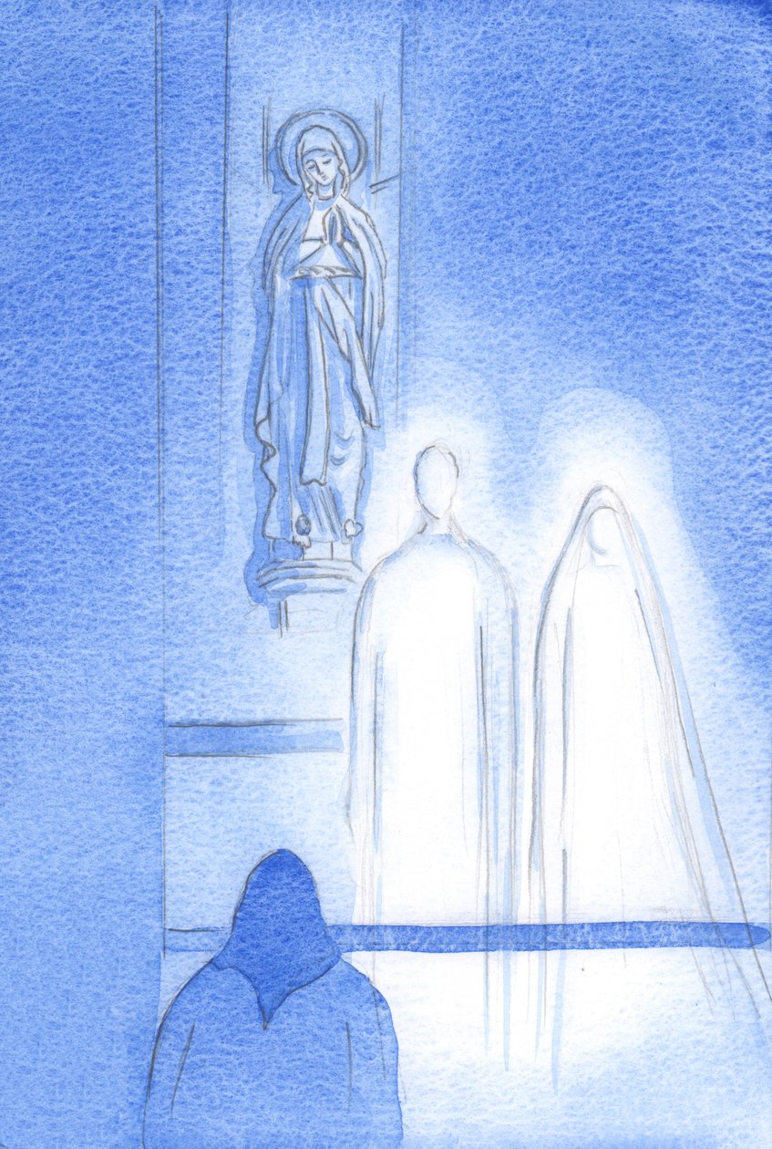 Spodobało się Jezusowi przyprowadzić Swoją Matkę Marię, aby była z Nim w Kaplicy Matki Bożej i pokazać mi, w co wierzę, 2002 (w/c na papierze) autorstwa Elizabeth Wang