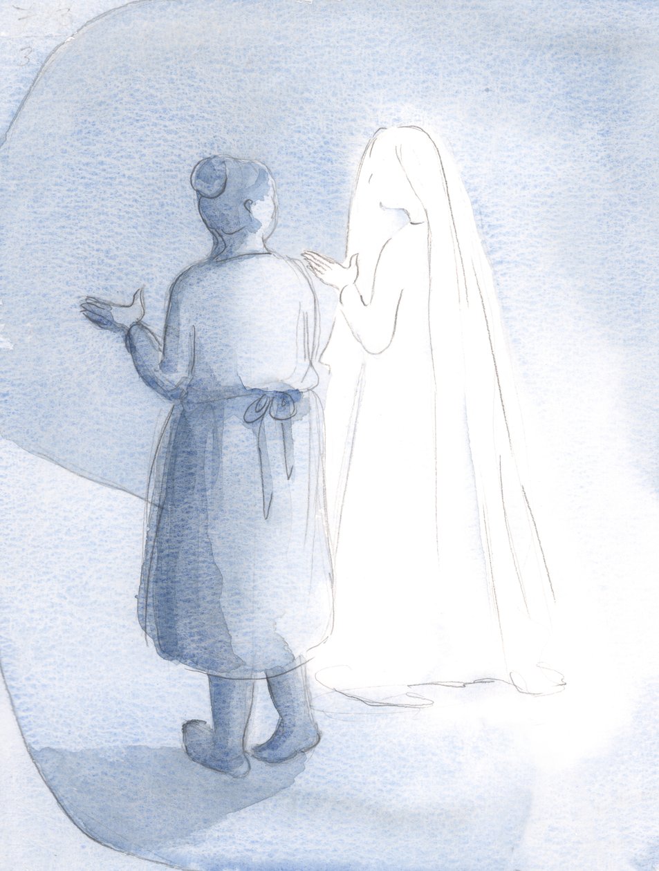 Wydawało się, że my dwie kobiety szliśmy obok siebie, tak jak powierzyłam Jej opiece innych, 2000 (w/c na papierze) autorstwa Elizabeth Wang