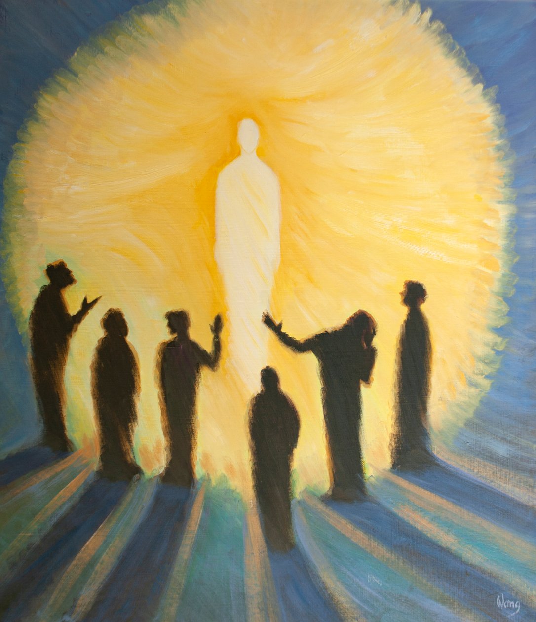 Jezus płonie w niebie czystością i mocą, 2000 (olej na pokładzie) autorstwa Elizabeth Wang