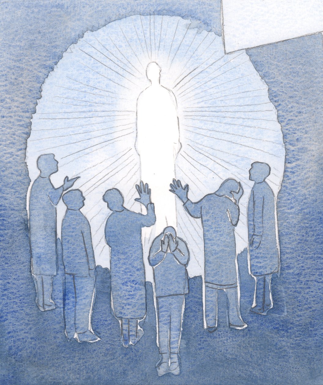 Jezus płonie w niebie czystością i mocą, 2000 (w/c na papierze) autorstwa Elizabeth Wang