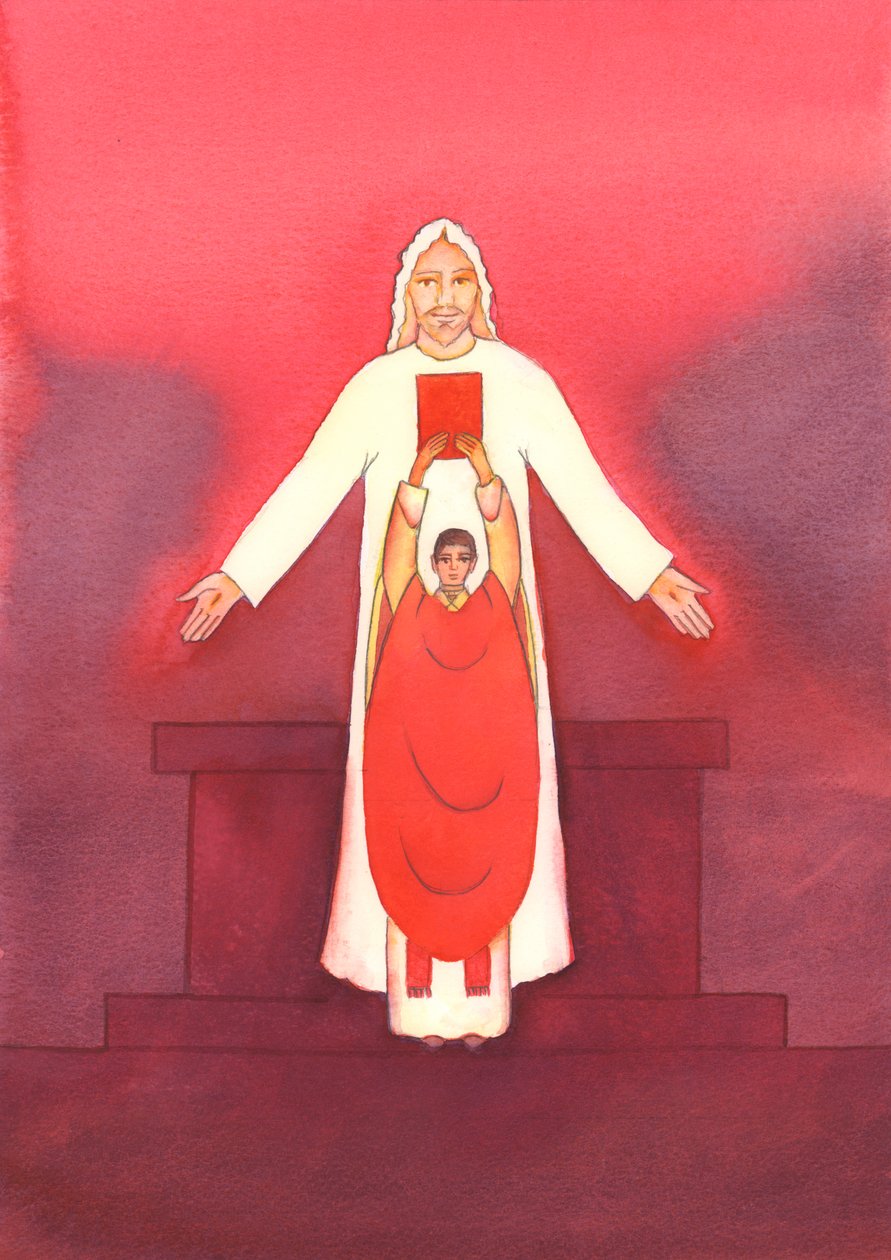 Sam Jezus przemawia do nas poprzez Pismo Święte, zwłaszcza gdy Ewangelia jest głoszona podczas Mszy Świętej 2003 (w/c na papierze) autorstwa Elizabeth Wang
