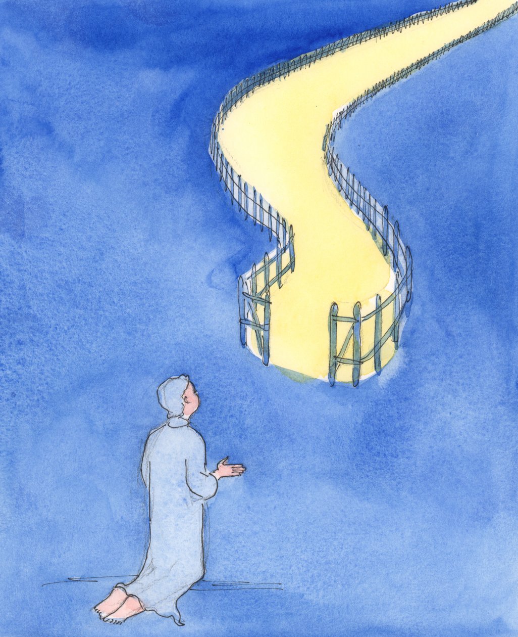 Jezus powiedział, że jest to wąska brama prowadząca do życia i trudna droga, 2004 (w/c na papierze) autorstwa Elizabeth Wang