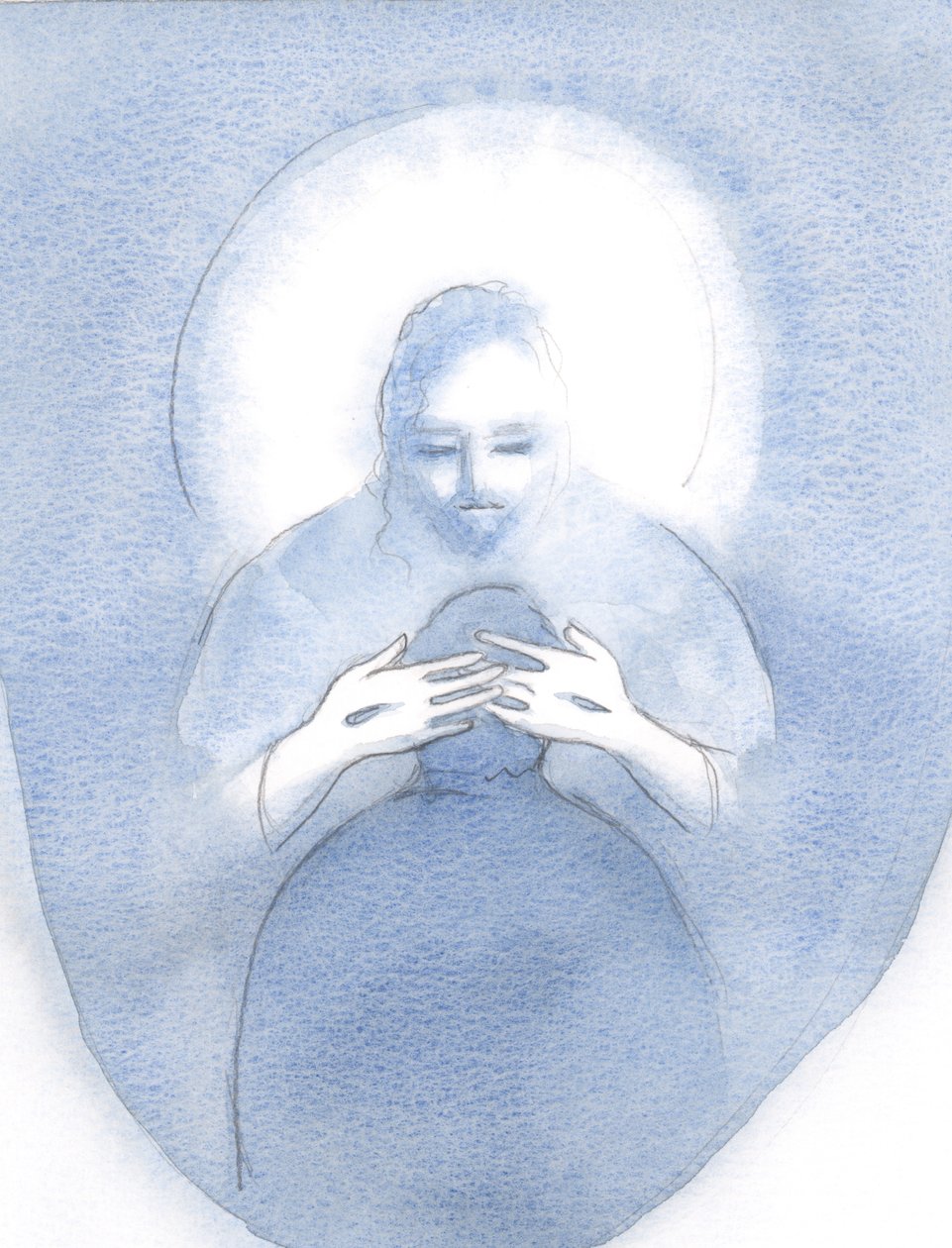 Raz, gdy błagałam o pomoc, Chrystus napadł na moją duszę i dał mi swój pokój, 2000 (w/c na papierze) autorstwa Elizabeth Wang