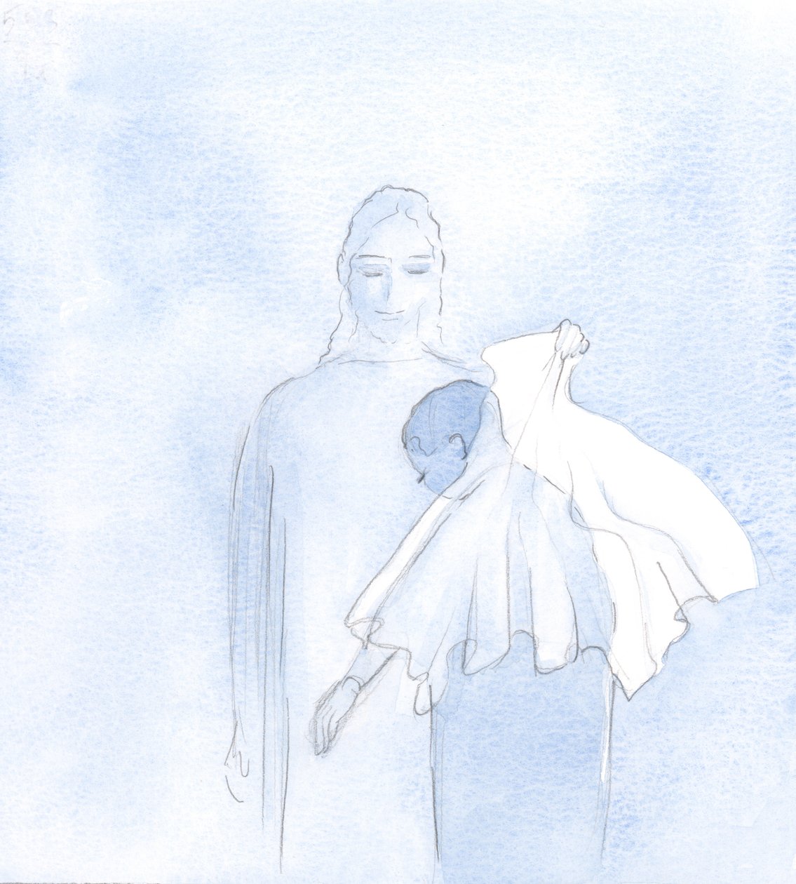 Pewnego dnia w mojej Duszy wyciągnął welon ślubny, 2000 (w/c na papierze) autorstwa Elizabeth Wang