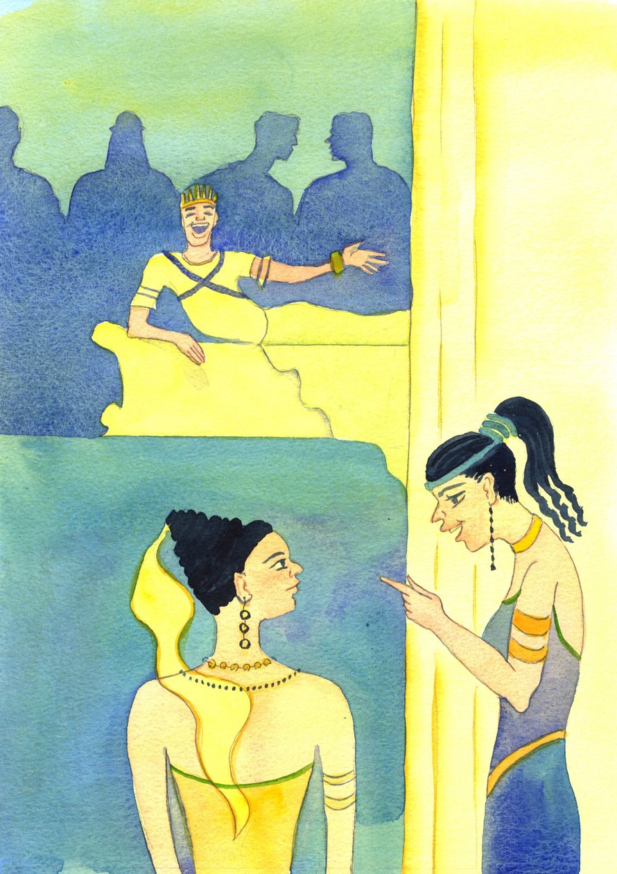 Za namową matki powiedziała: „Przynieś mi głowę Jana Chrzciciela”, 2001 (w/c na papierze) autorstwa Elizabeth Wang