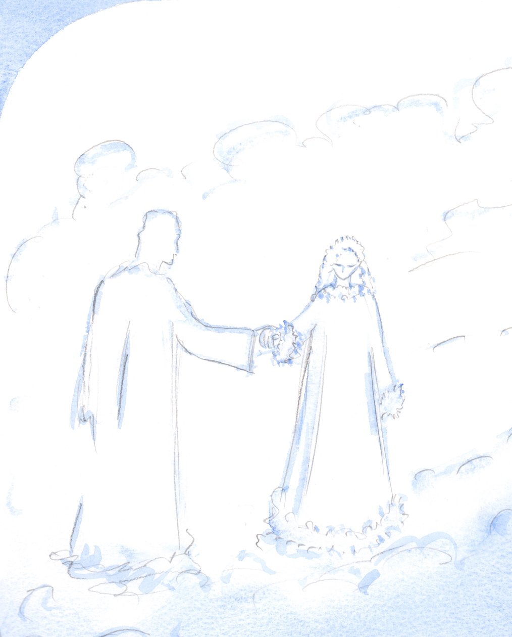 Śnieg, wyjaśnił Chrystus, jest dobrym symbolem promiennej czystości Jego Niepokalanej Matki, którą tak bardzo kocha, 2002 (w/c na papierze) autorstwa Elizabeth Wang