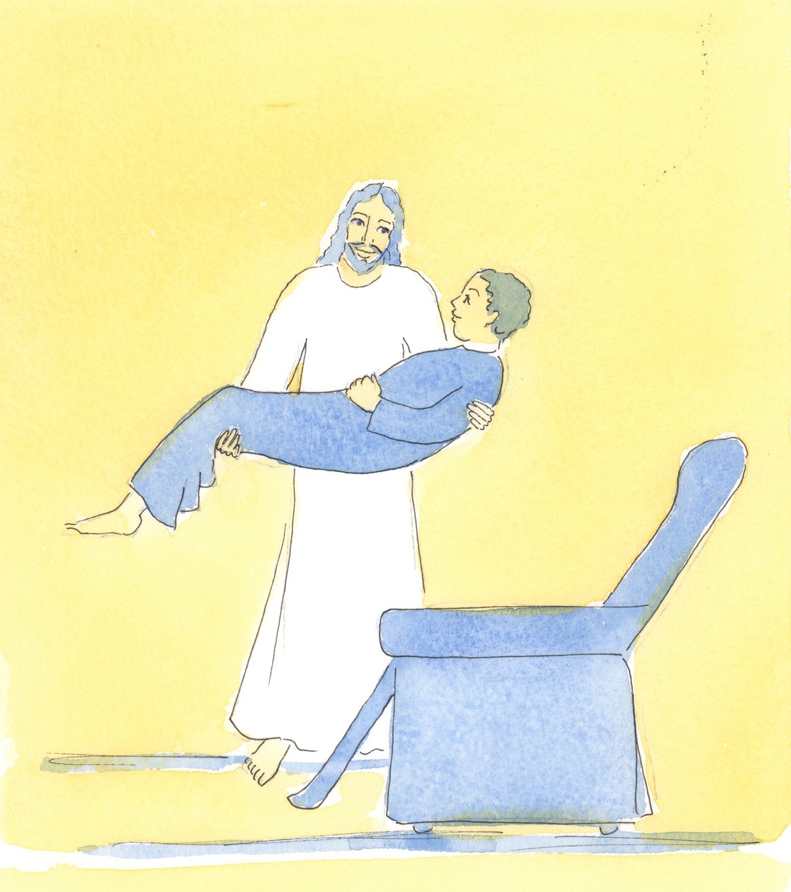 Czasami, gdy jesteśmy zmęczeni, Chrystus wzywa nas do odpoczynku i „pomaga nam” znaleźć ten odpoczynek w naszym życiu, 2004 (w/c na papierze) autorstwa Elizabeth Wang