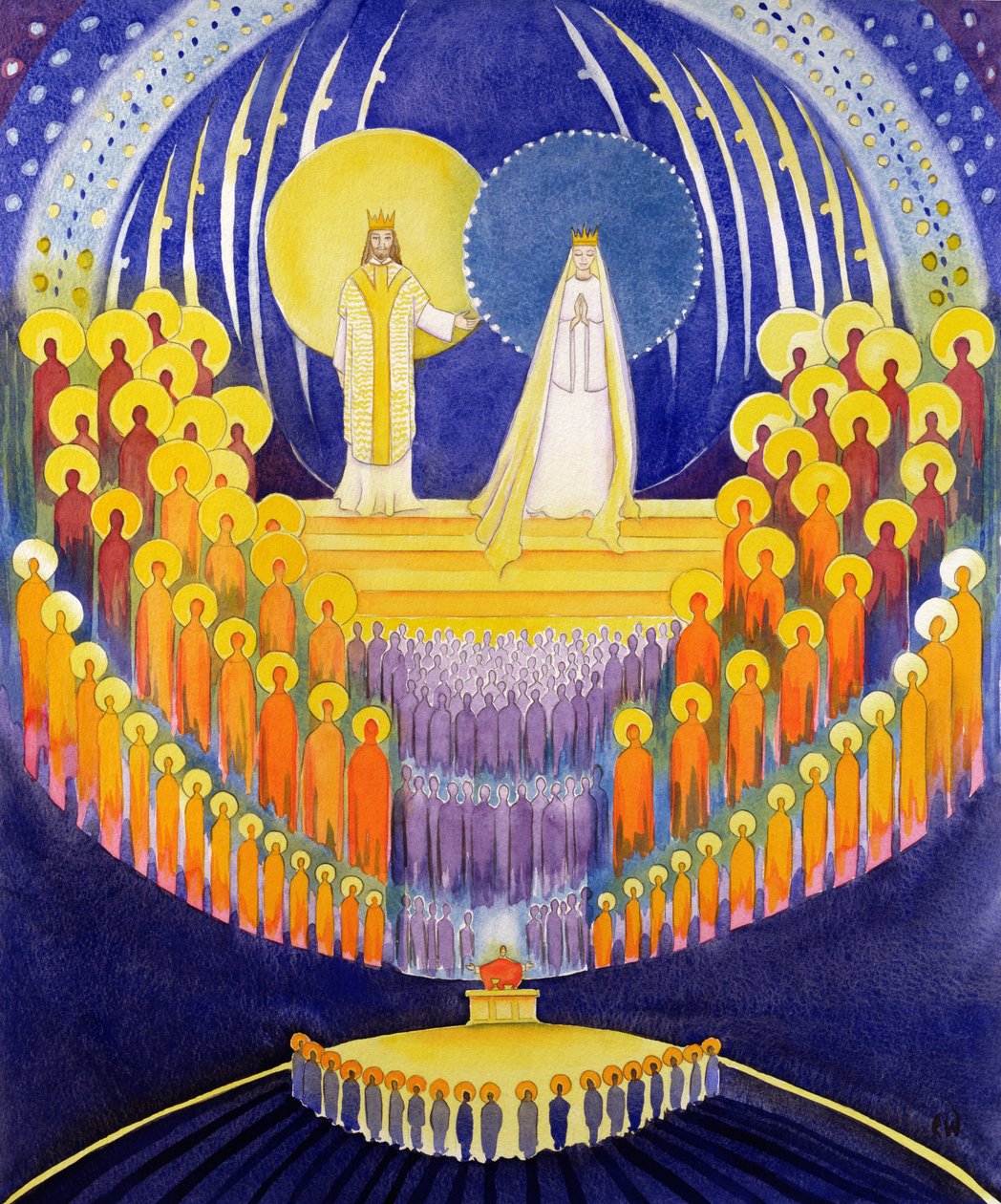 Koronacja NMP i Chwała Wszystkich Świętych, 2003 (w/c na papierze) autorstwa Elizabeth Wang