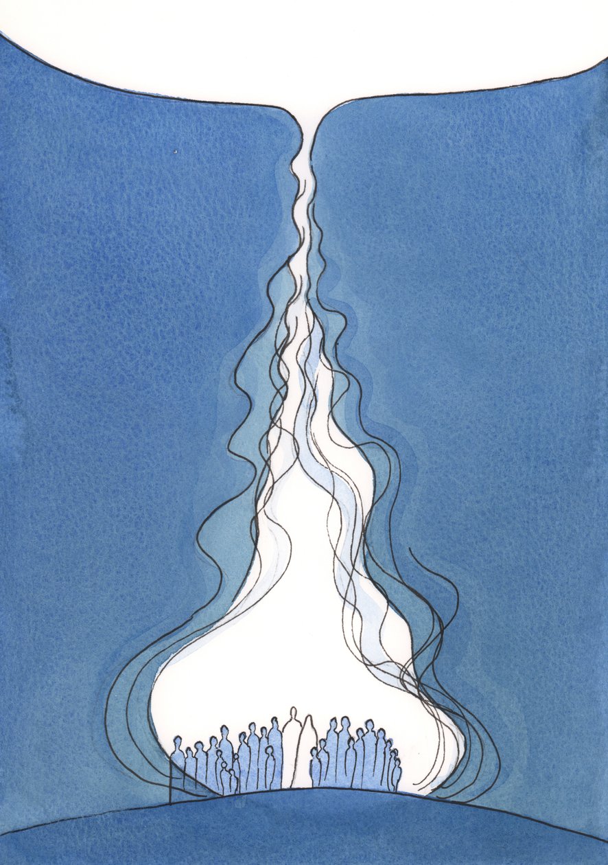 Wielki płomień modlitwy, 2001 (w/c na papierze) autorstwa Elizabeth Wang