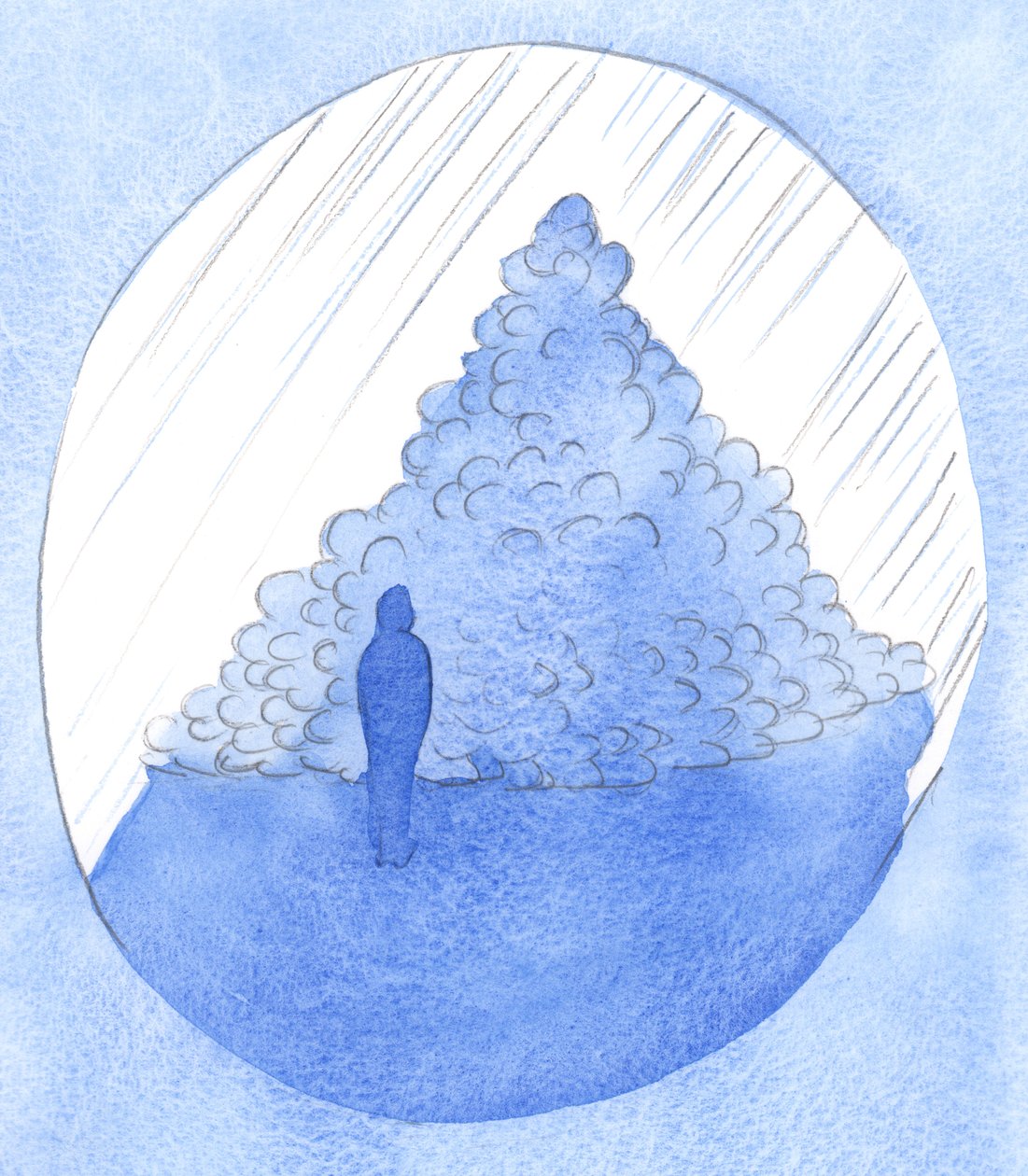 „Utrata Boga” odczuwana przez Dusze Święte jest spowodowana ich grzechami, które przesłaniają piękny i rozgrzewający widok Boga, 2001 (w/c na papierze) autorstwa Elizabeth Wang