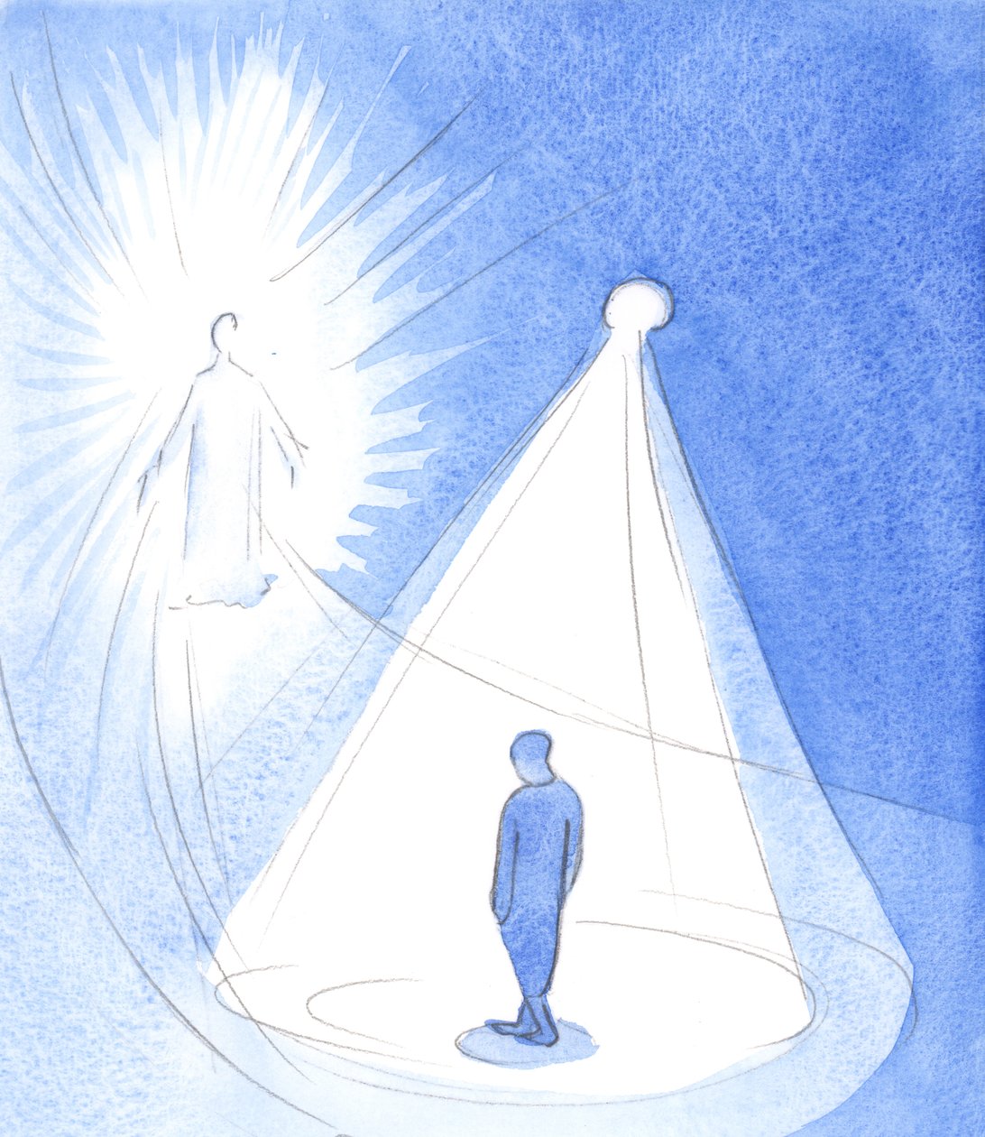 Duch Święty jest jak lampa świecąca nad nami, gdy idziemy do Chrystusa w niebie, 2001 (w/c na papierze) autorstwa Elizabeth Wang