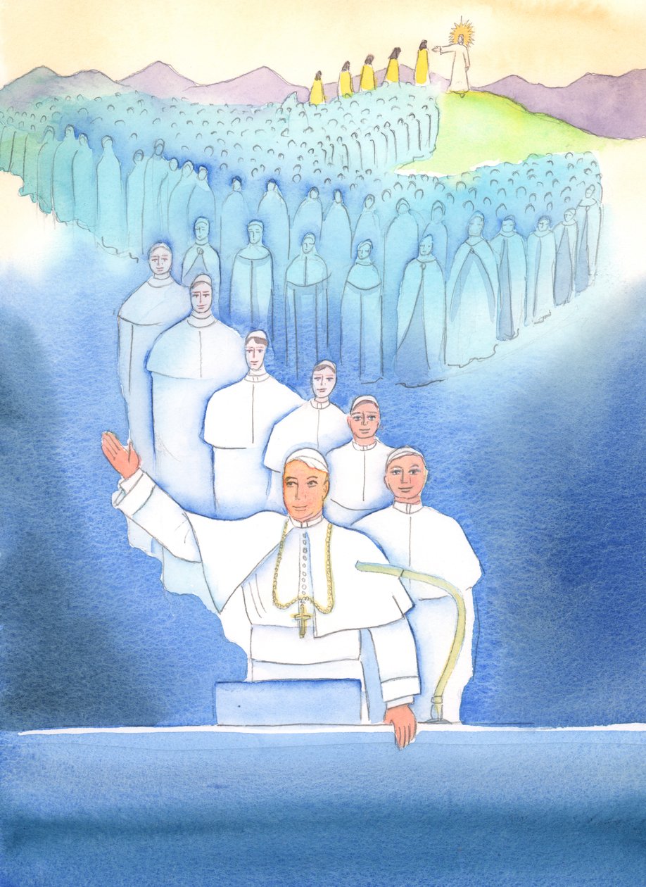 Papież, Biskup Rzymu, jest naczelnym Biskupem i ogniskiem jedności w Kościele, 2004 (w/c na papierze) autorstwa Elizabeth Wang