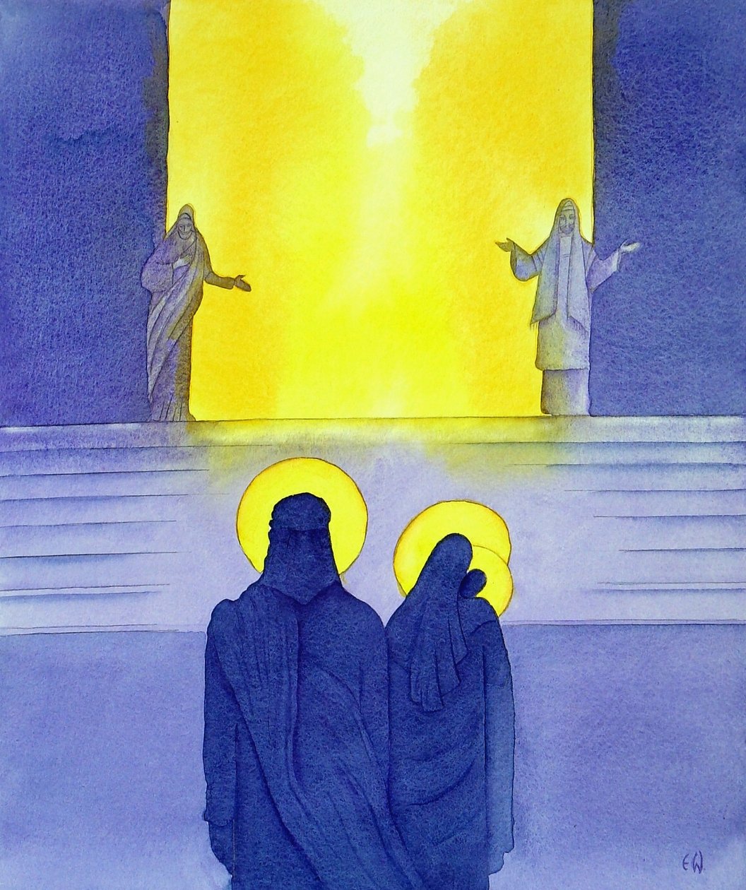 Prezentacja w świątyni, 2001 (w/c na papierze) autorstwa Elizabeth Wang