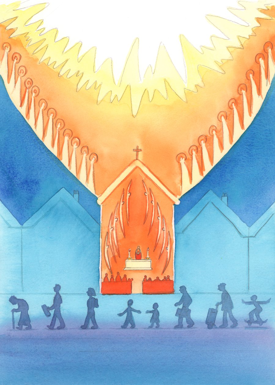 Święci i Aniołowie są zachwyceni honorem, jaki im okazujemy, a także naszą miłością do Boga, 2003 (w/c na papierze) autorstwa Elizabeth Wang