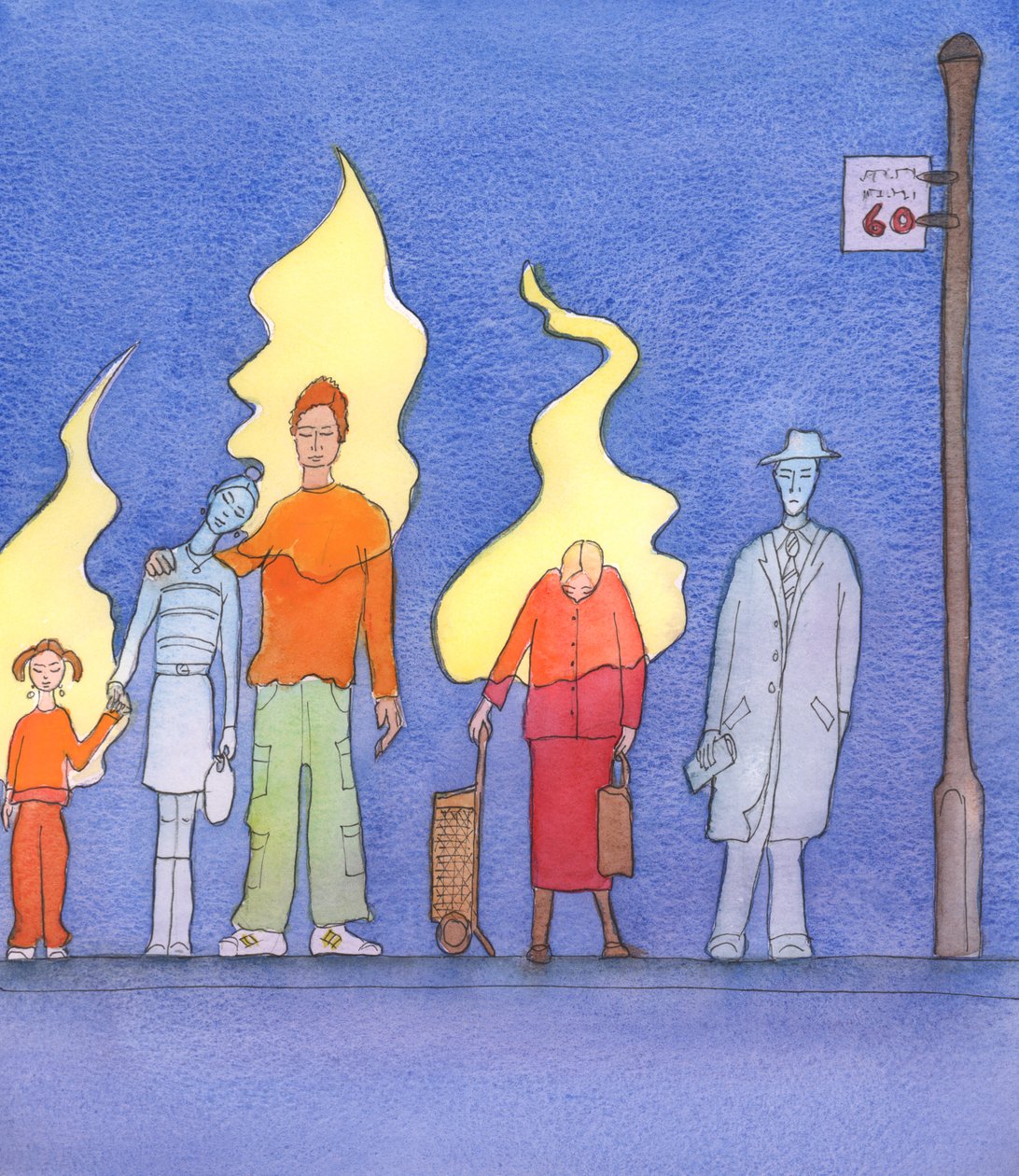 Duch Chrystusowy żyje w tych, którzy przyjmują Go z wiarą i miłością, 2002 (w/c na papierze) autorstwa Elizabeth Wang