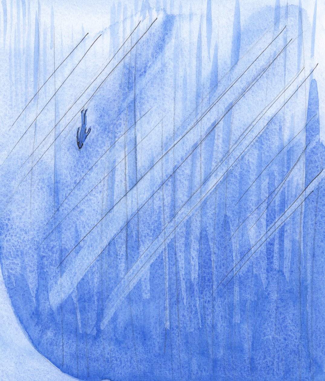 Ten, kto po śmierci odrzuca Boga, „wpada” jak kamień w nieskończoną otchłań., 2001 (w/c na papierze) autorstwa Elizabeth Wang