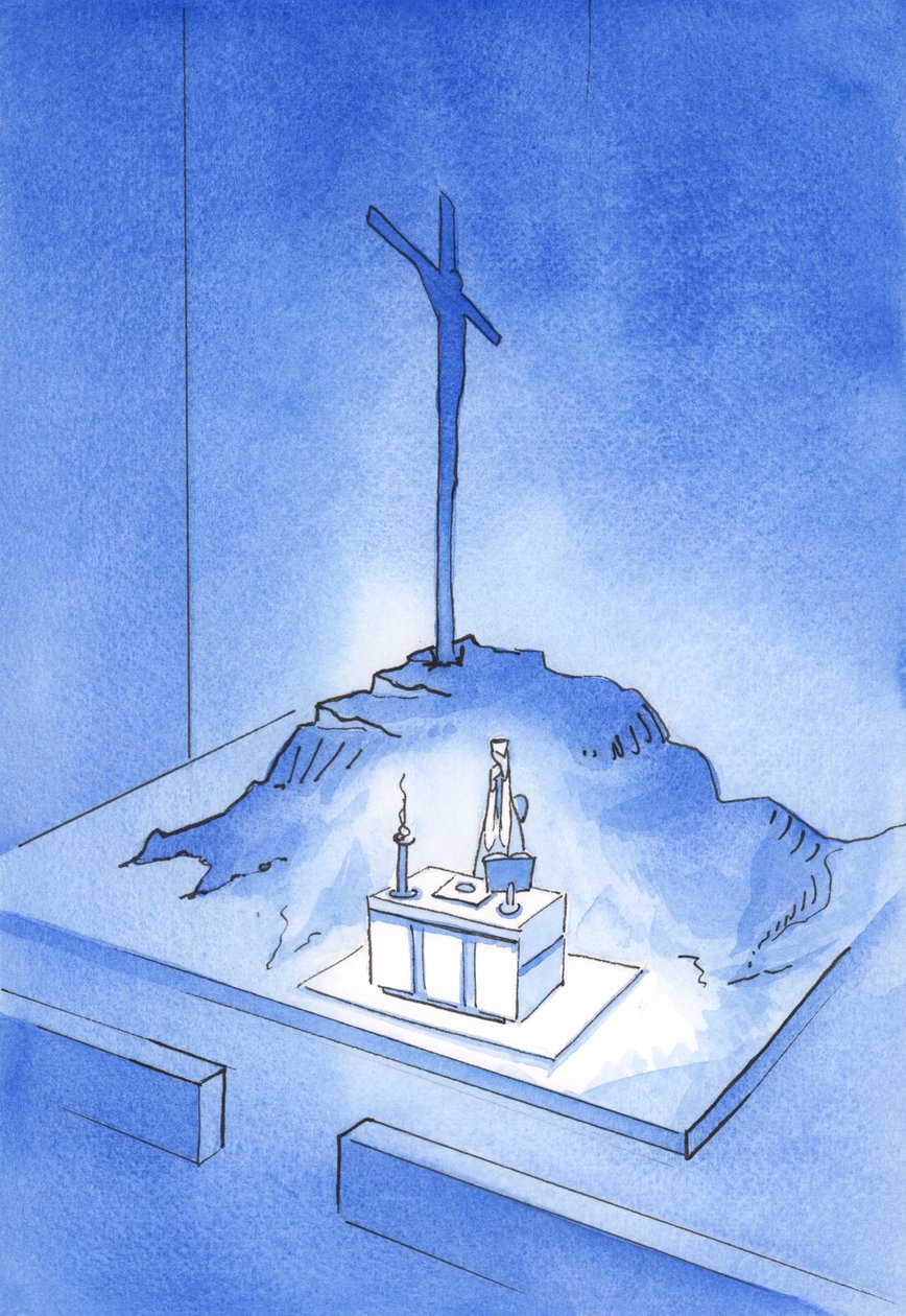 To jest kielich Mojej Krwi”: Ofiara Kalwarii jest reprezentowana na każdej Mszy, 2001 (w/c na papierze) autorstwa Elizabeth Wang