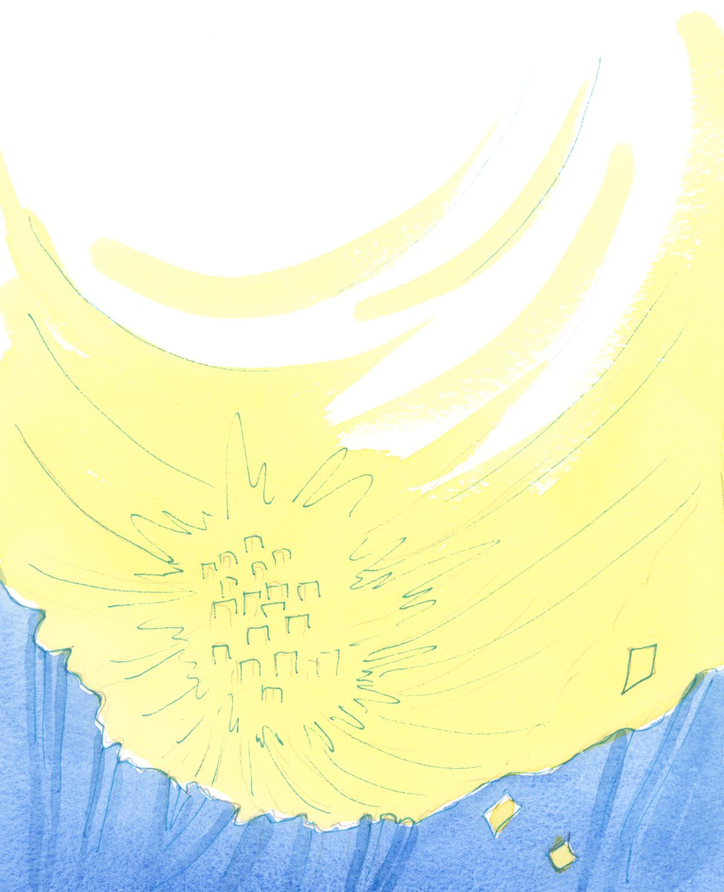 Ci, którzy wchodzą do nieba, odnajdują, jak w obcym kraju, piękno i nowość, 2003 (w/c na papierze) autorstwa Elizabeth Wang