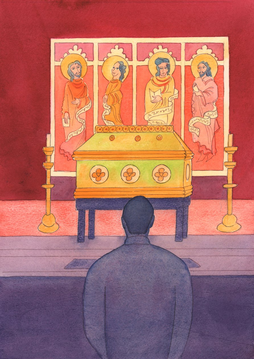 Mamy żywą relację ze Świętymi, którzy zmarli, więc powinniśmy z nimi porozmawiać, 2003 (w/c na papierze) autorstwa Elizabeth Wang