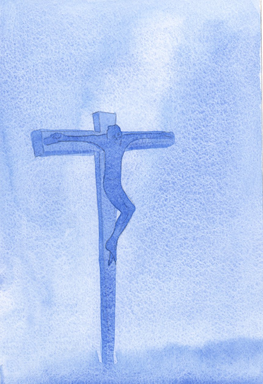 Jaki przykład pokory dał nam Chrystus na Kalwarii, gdzie nasz Bóg okazał tylko cierpliwość, miłość i przebaczenie, 2001 (w/c na papierze) autorstwa Elizabeth Wang