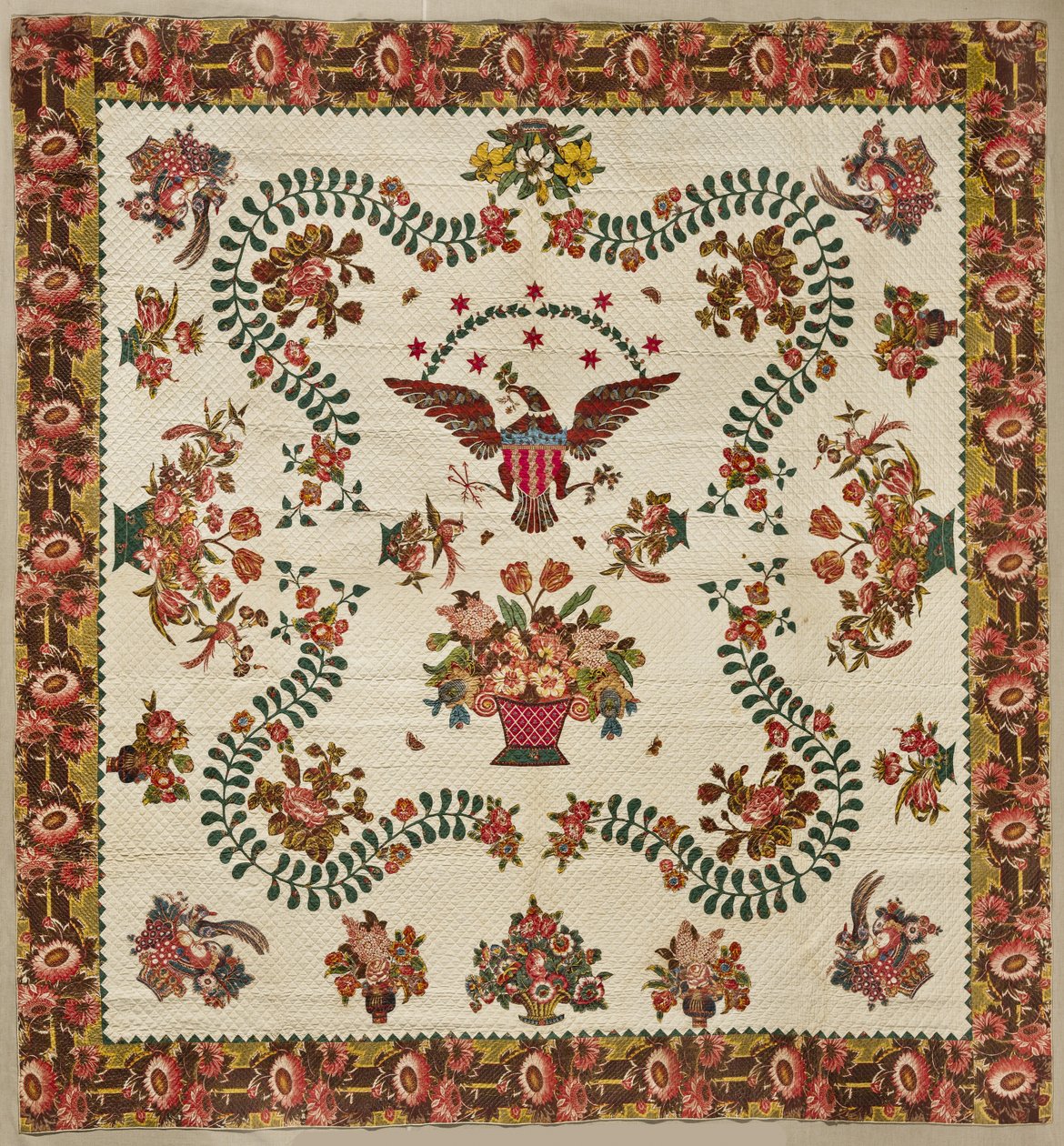 Kołdra medalionowa, ok.1830 (bawełna) autorstwa Elizabeth Welsh