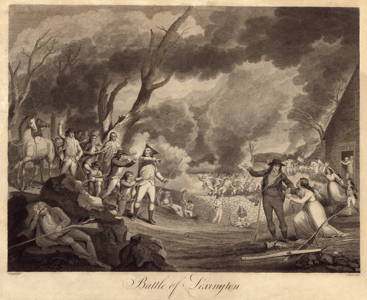 Bitwa pod Lexington, grawerowana przez Corneliusa Tiebouta (1768-1835) autorstwa Elkanah Tisdale