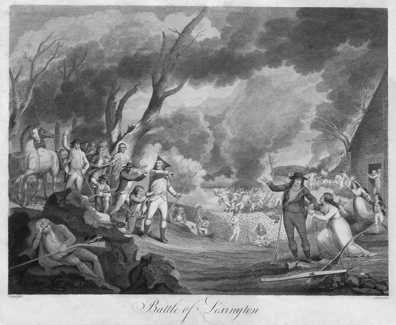 Bitwa pod Lexington , grawerowana przez Corneliusa Tiebout (1768-1835) (grafika) autorstwa Elkanah (after) Tisdale
