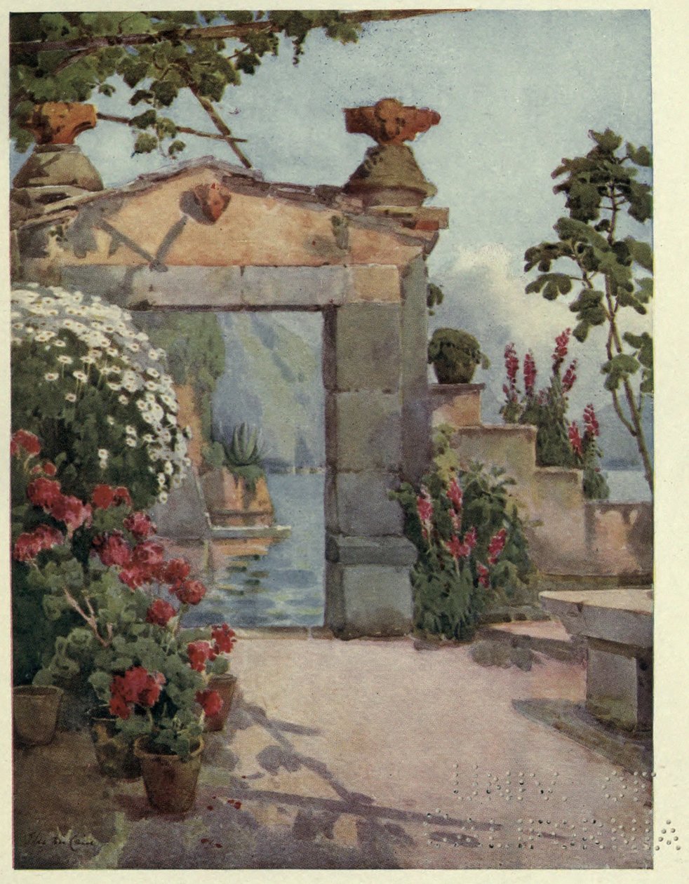 A Doorway at Varenna, Lago di Como, ilustracja z „Włoskich jezior” Richarda Bagot autorstwa Ella Du Cane
