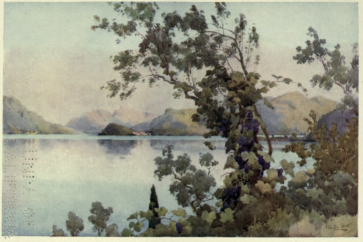 Wieczór, Lago di Como, ilustracja z „Włoskich jezior” Richarda Bagot autorstwa Ella Du Cane