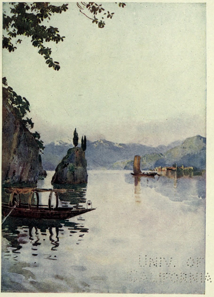 Il Punto di Bellagio, Jezioro Como, ilustracja z „Włoskich jezior” Richarda Bagot autorstwa Ella Du Cane