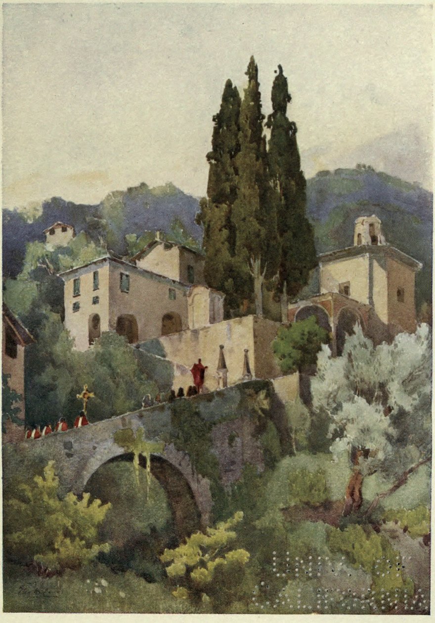 La Madonna della Pace, jezioro Como, ilustracja z „Włoskich jezior” Richarda Bagot autorstwa Ella Du Cane